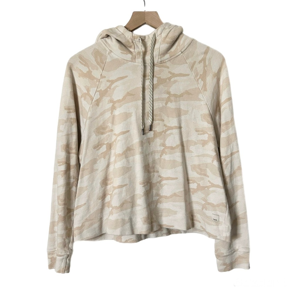 Vuori Women's Beach Hoodie Bisque Camo Print Slightly Cropped Raglan Size Medium